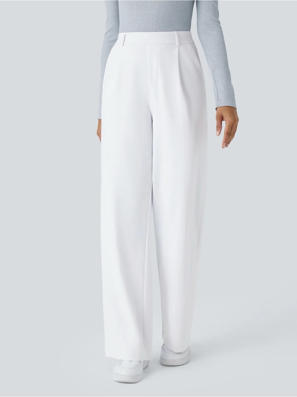 Halara Wide Leg High-Waist Pants in White